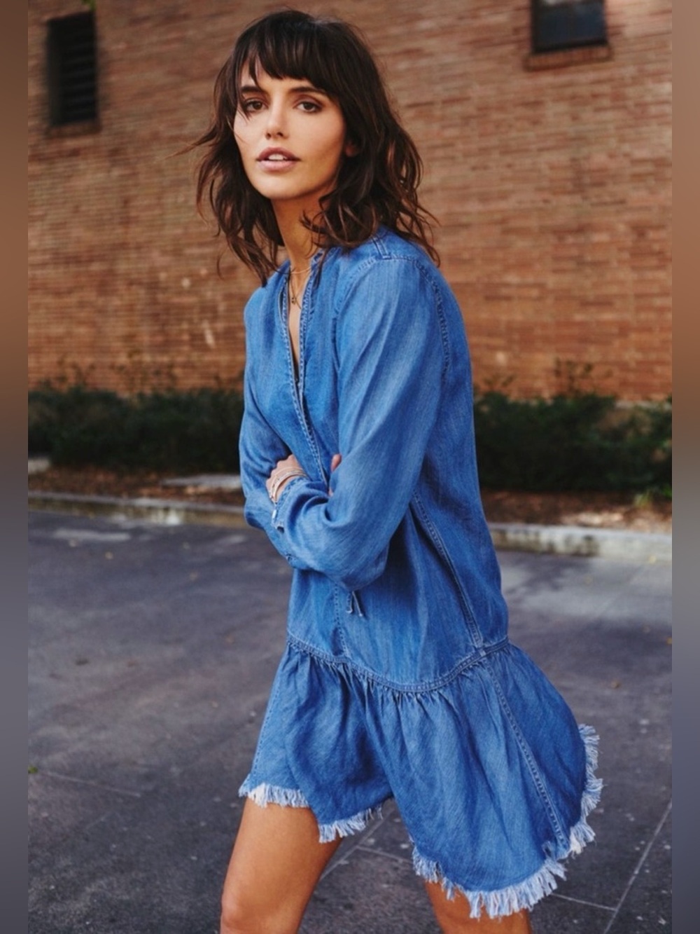 Rails Mel Chambray Drop Waist Mini Dress in Vintage Wash, Size Small - Picture 2 of 12